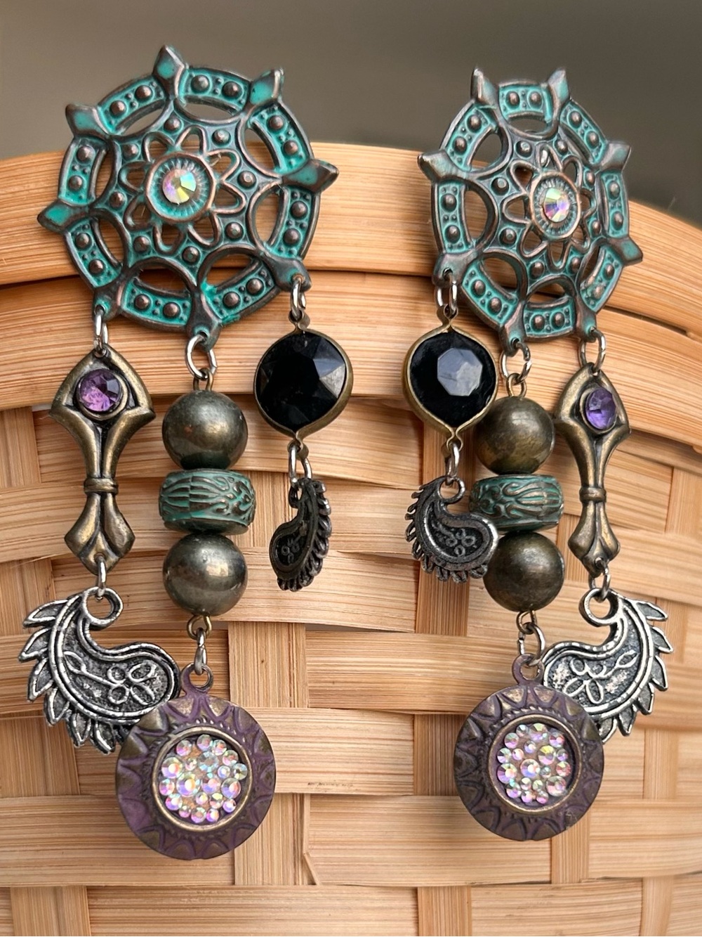 vintage dark fairy dangly earrings